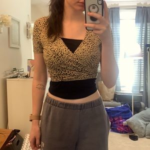 BRANDY MELVILLE LEOPARD WRAP TOP